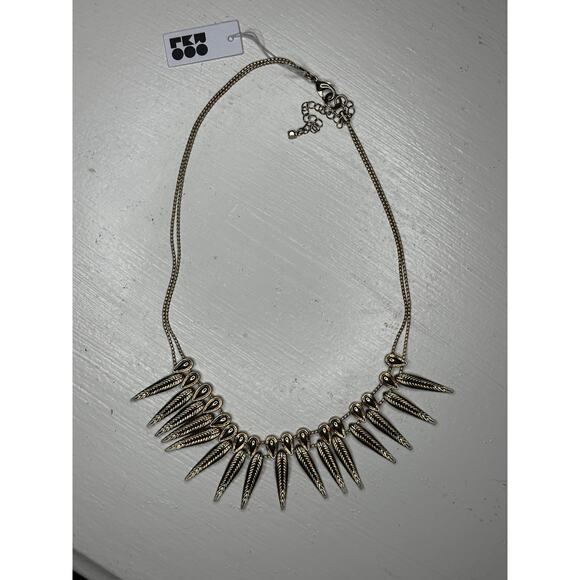 Romolo Gold Feather Statement Necklace Boho Tribal Jewelry NWT - Picture 3 of 4